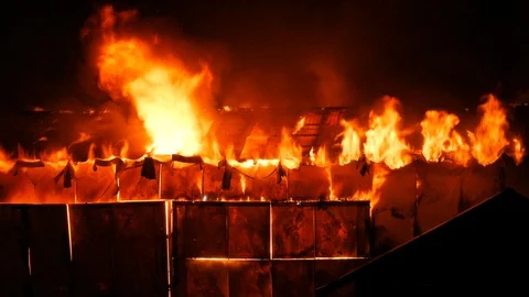 House Burning In Flames Stock Footage 91257142