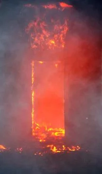 House burning in flames Stock Photos