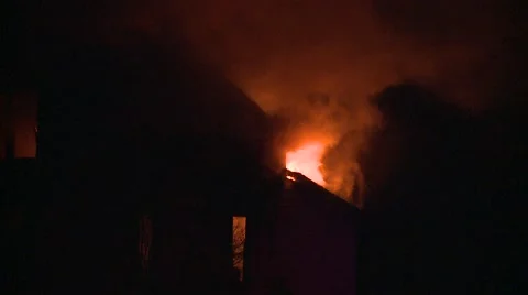 House Burning Night Stock Footage 44901718