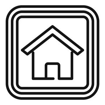 House button icon outline vector. Computer interface Illustrazione stock