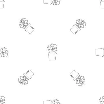 House cacti pot pattern seamless 스톡 일러스트