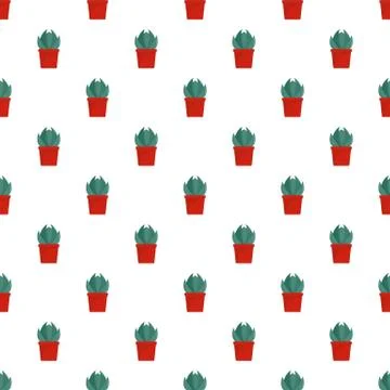 House cactus pot pattern seamless vector Stock Illustration