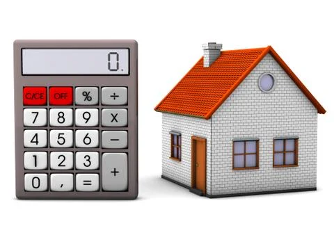 House with calculator Ilustración de archivo