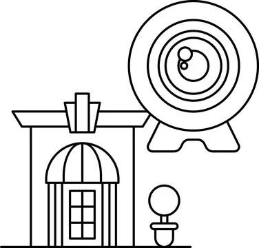 A house with a camera on top of it Stock Illustration