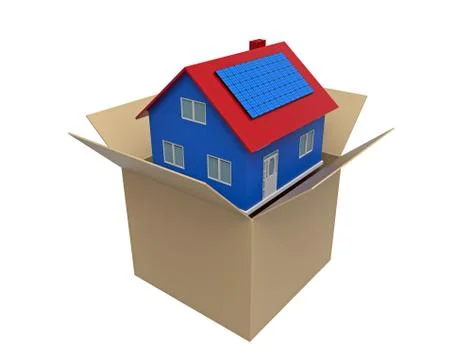 House in cardboard box Stock Illustration
