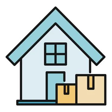 House with cardboard boxes symbolizing relocation and delivery Stock Illustration