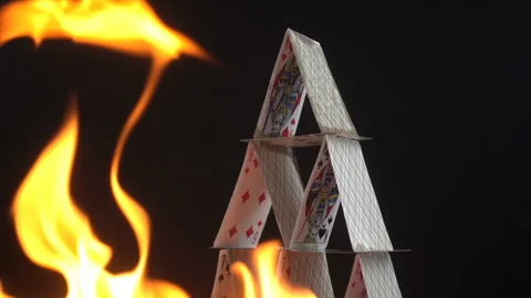 House Of Cards In Flames Stock Footage 95775233