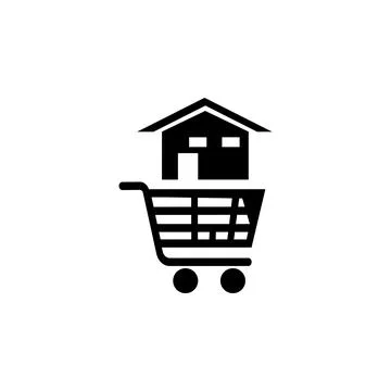 A house in a cart from the store icon. Elements of real estate transactions icon Illustrazione stock