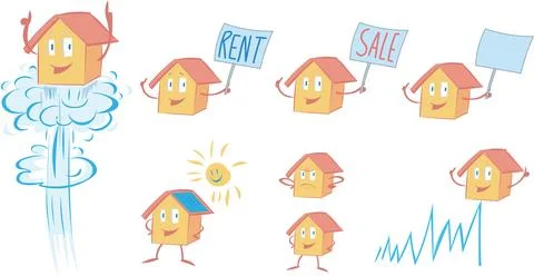 House cartoon mascot set. vector illustration イラスト素材