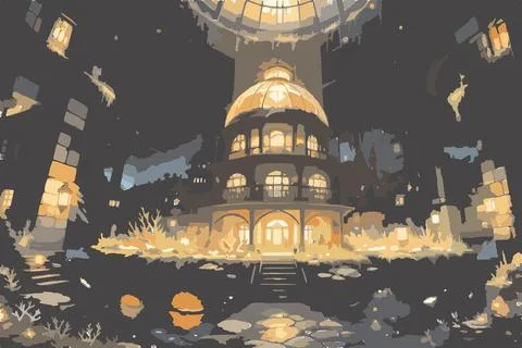 A house with a castle on the top 库存插图
