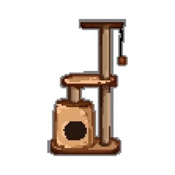 House cat tree pixel art vector illustration Stock Illustration