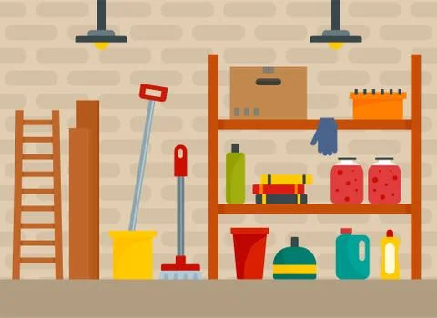 House cellar background, flat style Stock Illustration