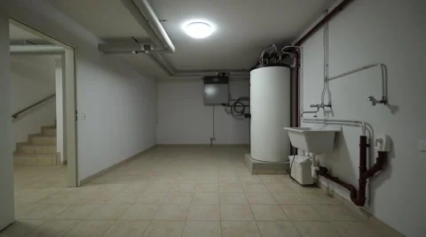 House cellar with heating system Stock Footage 58280449