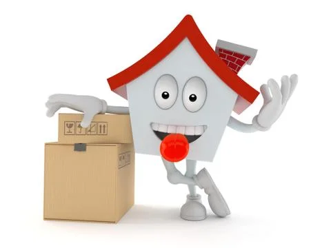 House character with stack of boxes Illustrazione stock