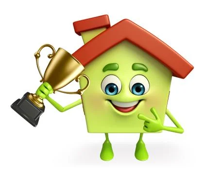 House character with trophy Stock Illustration