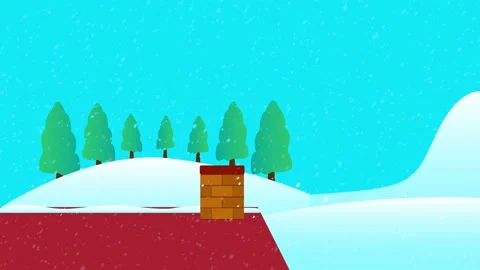 House chimney with pine trees at winter season Stock Footage 143095322