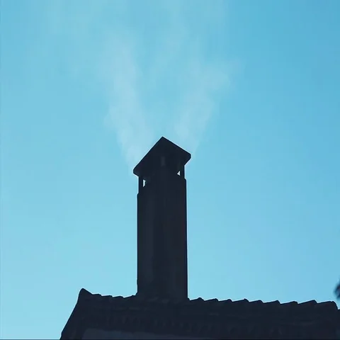 House Chimney Smoke Stock Footage 69432282