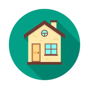 House circle icon with long shadow. Stock Illustration