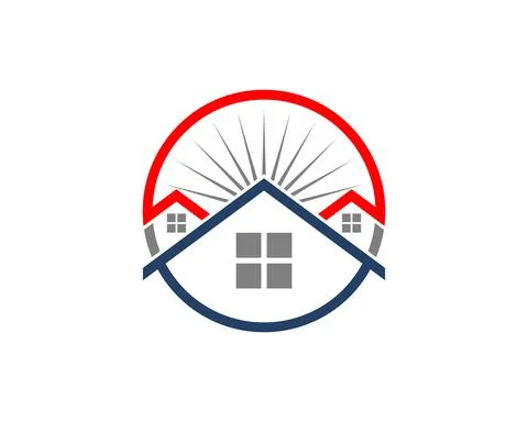 House in the circle line logo Stock Illustration