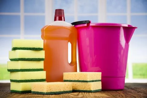 House Cleaning and window background Stock Photos