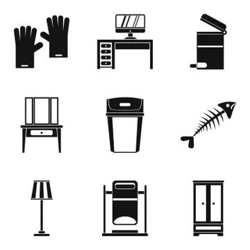 House cleaning icon set, simple style Illustrazione stock