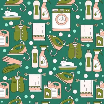 House cleaning seamless vector pattern Stock Illustration