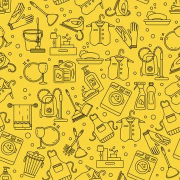 House cleaning seamless vector pattern Stock Illustration