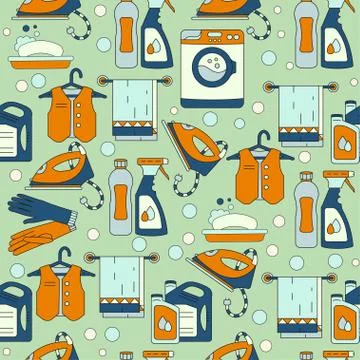 House cleaning seamless vector pattern Stock Illustration