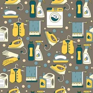 House cleaning seamless vector pattern Stock Illustration