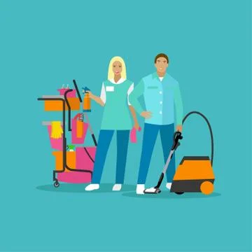 House cleaning service concept vector illustration in flat style. Housekeeping イラスト素材