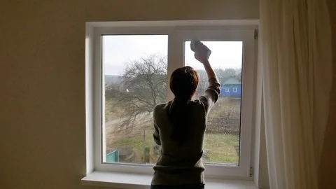 House cleaning in the spring. Stock Footage 84135877