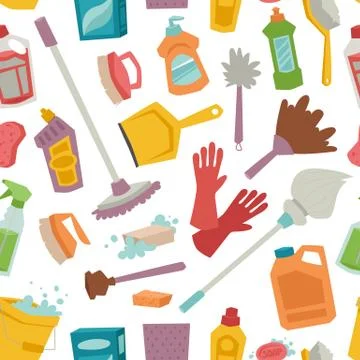 House cleaning tools seamless pattern Stock Illustration
