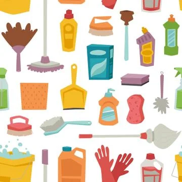 House cleaning tools seamless pattern Stock Illustration