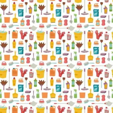 House cleaning tools seamless pattern Illustrazione stock
