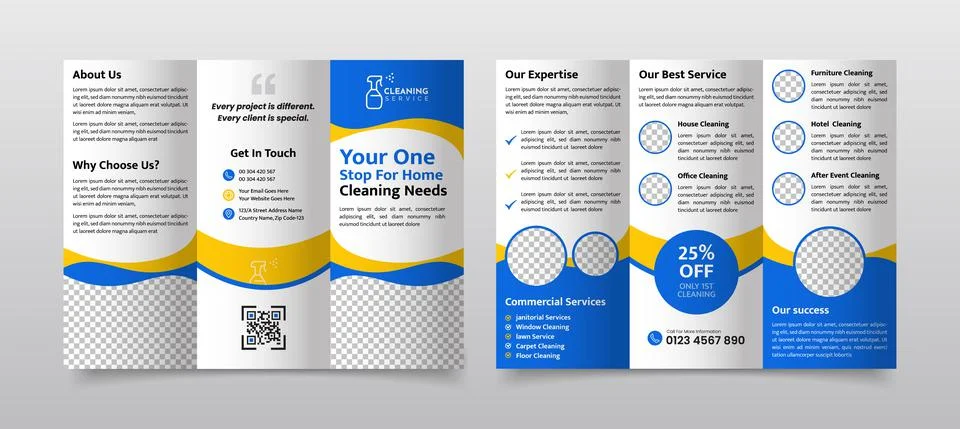 House Cleaning Trifold Brochure for Cleaning Services Stock Illustration