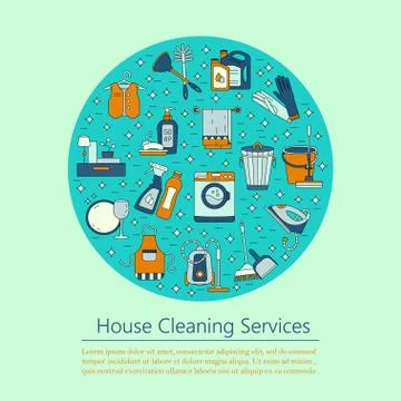 House cleaning vector card Stock-Illustration