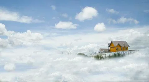 House in the clouds Stock Photos