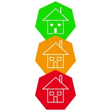 House in color shape on white background Stock Illustration