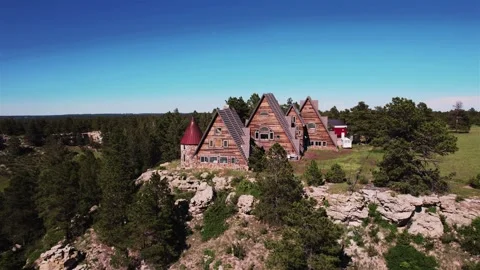 House on a Colorado Cliff Pull Back 4K Stock Footage 288142432