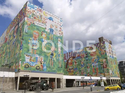 House colourful painted facades cloaked colorful Stock Photos