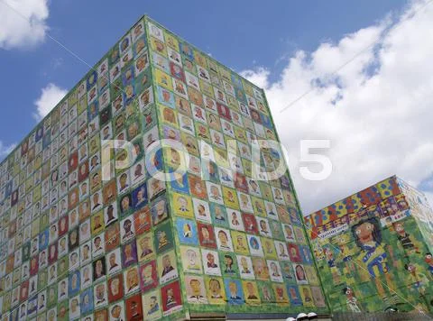 House colourful painted facades cloaked colorful Stock Photos