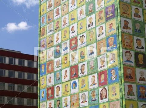 House colourful painted facades cloaked colorful Stock Photos