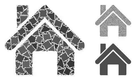 House Composition Icon of Uneven Elements Stock Illustration