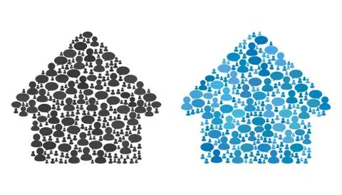 House Composition Icons of Message Clouds and People Stock Illustration