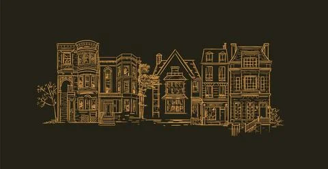 House composition old fashioned brown Stock Illustration