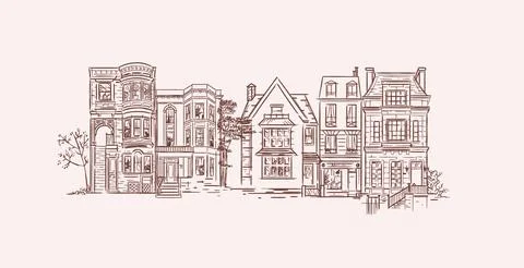 House composition old fashioned brown lines Stock Illustration