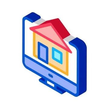 House on computer display isometric icon vector illustration イラスト素材