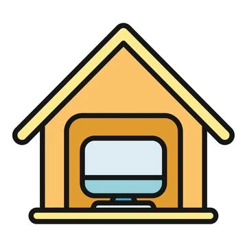 House with computer showing remote work concept Stock Illustration