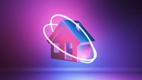 House concept surrounded by protective scanning beams. Stock Footage 126046112