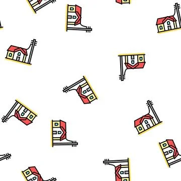 House connected to electricity vector seamless pattern Stock Illustration